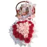 Сердце из роз + плюшевый мишка и корзинка со сладостями 